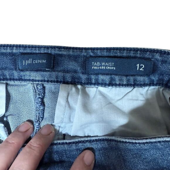 J Jill Jeans Women's Tab Waist Full Leg Crops Sz 12 Preppy Prep - Picture 4 of 8